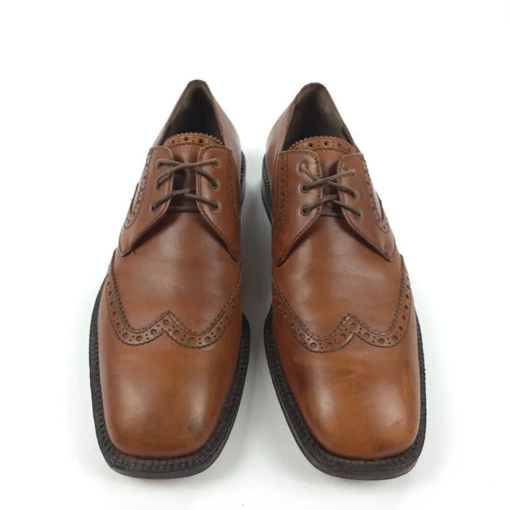 SALVATORE FERRAGAMO Tramezza Wingtip Oxford Brown Leather Old Money Quiet Luxury
